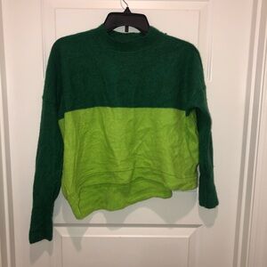 Free People Two-Tone Green Sweater